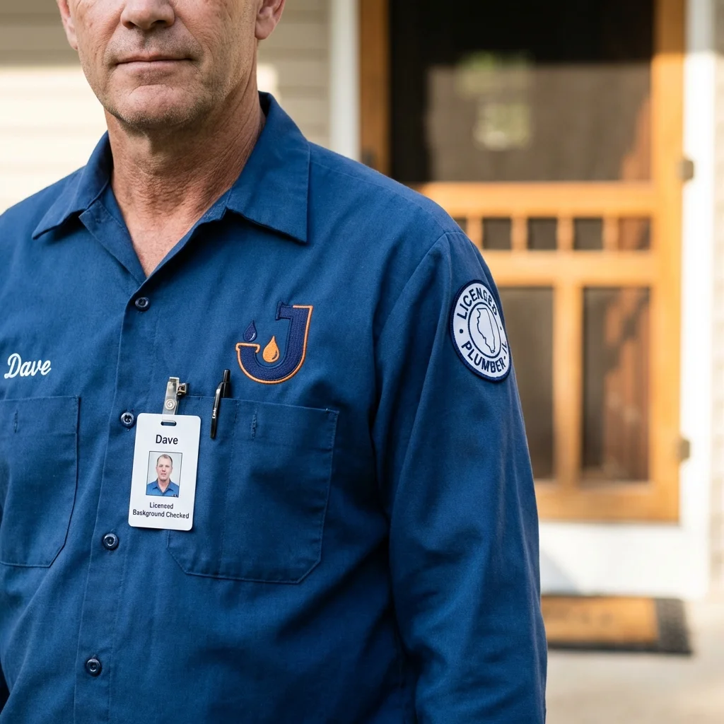 Licensed plumber showing ID badge in Eloy, AZ