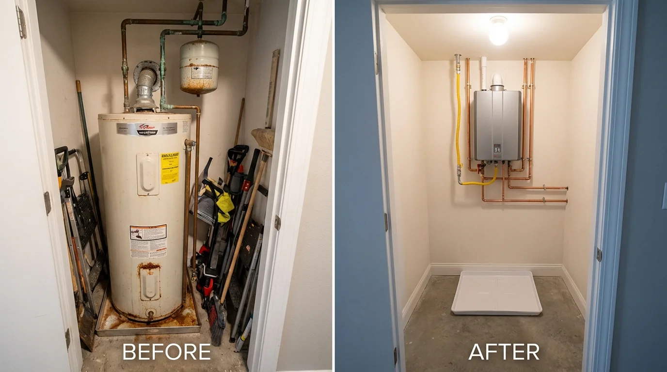 Tank water heater versus wall-mounted tankless unit comparison for Eloy, AZ homeowners